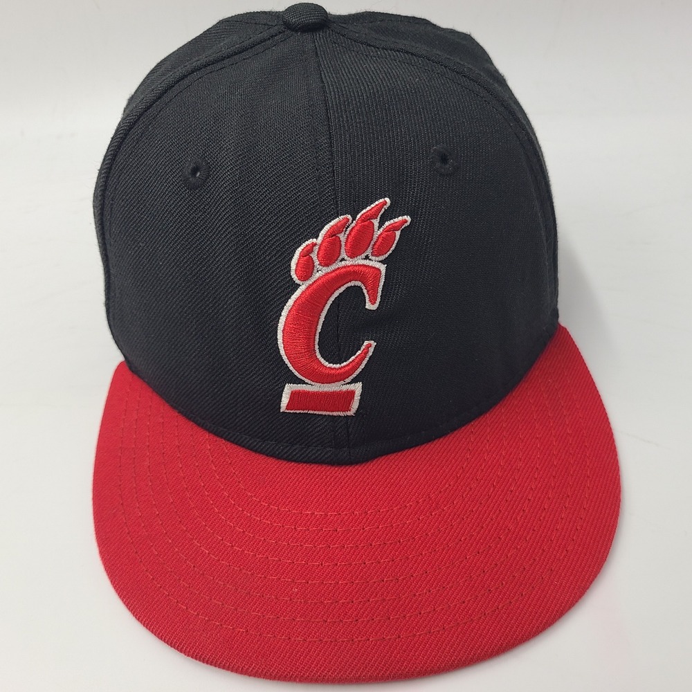 Youth Cincinnati Bearcats Hat Fitted 6 5/8 New Era 59Fifty Black Red NCAA Wool